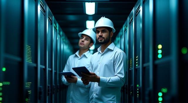 Emaratech Connect engineers working in a local Dubai data center