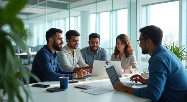 Emaratech Connect team collaborating in a modern office space